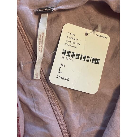Free People Seven Wonders Mini Dress Long Sleeve Dusty Rose Combo Large NWT - Picture 11 of 11